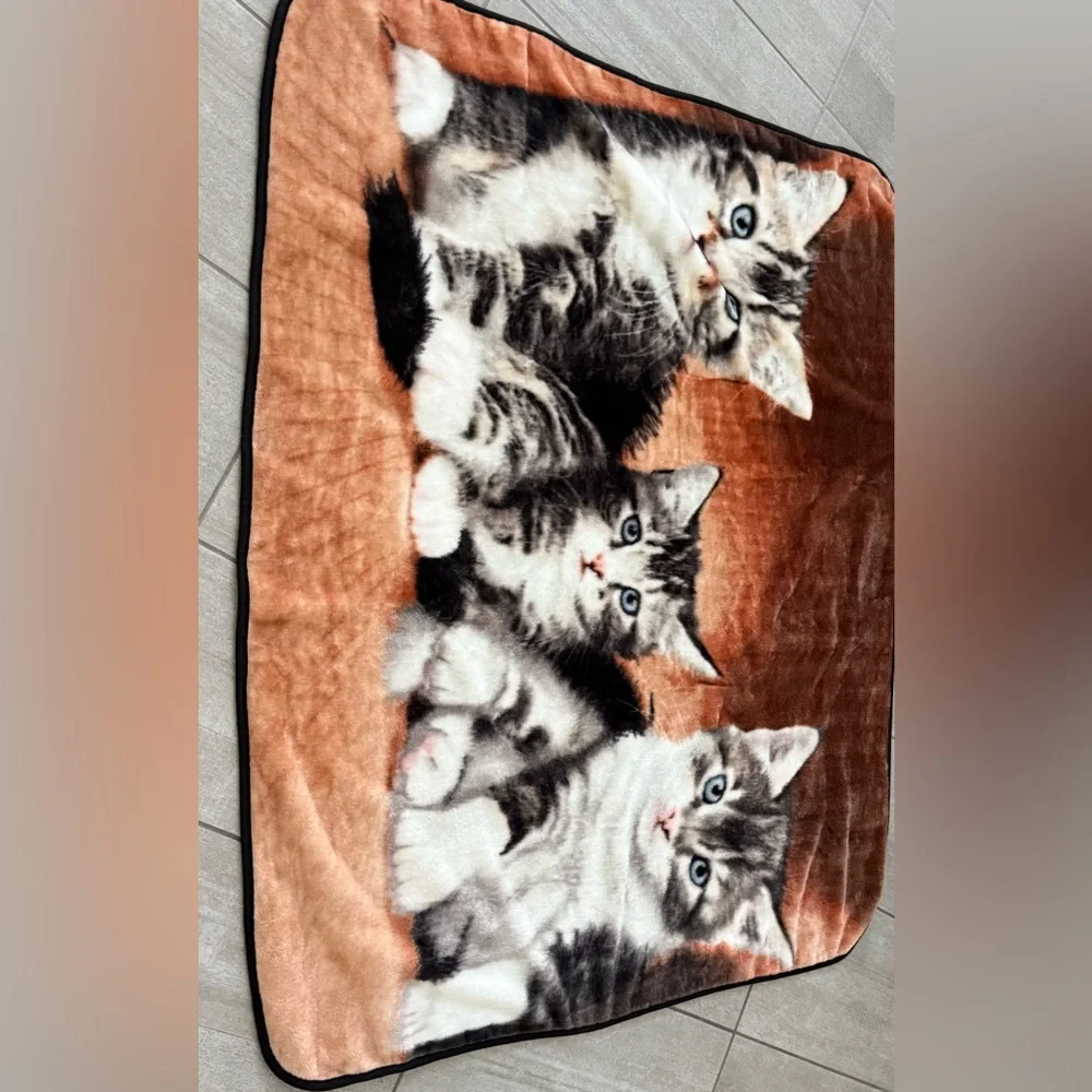 Three Cats Kittens‎ Plush Throw Blanket Polyester 50